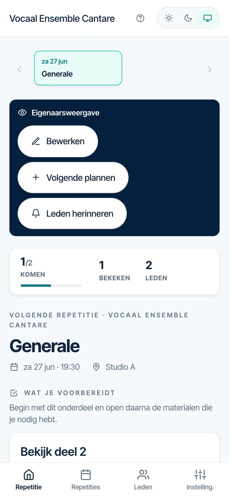 EnsembleHub op je telefoon